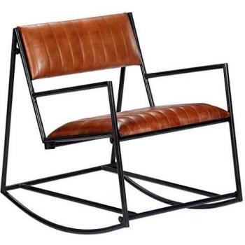 VidaXL Brown Real Leather Reclining Chair