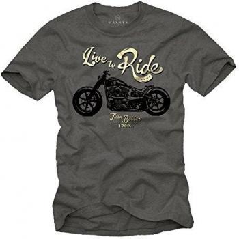 Motorrad‑Liebhaber Tee – MAKAYA Evolution Herren Dunkelgrau XL