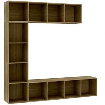 3 Piece Sonoma Oak Book/TV Cabinet Set 180x30x180 cm