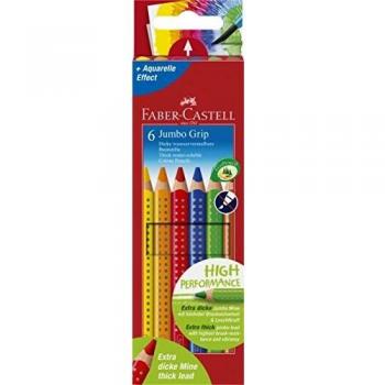 Lápices de colores Jumbo Grip Faber‑Castell 110906, 6 piezas, forma triangular, irrompible, para niños y