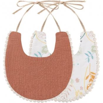 Newborn Double-Sided Bib with Floral Design and Tassels