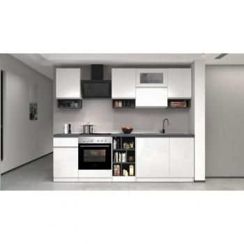Nautilus Kitchen Set 255X60 34X85 71 cm in Bianco Laccato