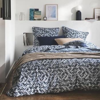 Essix Parure de lit bleue en percale de coton 240x220 cm