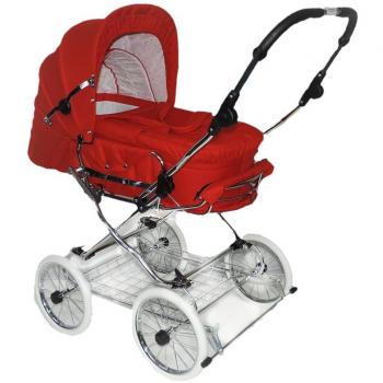 Eichhorn 417RFS-K042-EVA-FTC Kombikinderwagen – Rot, Ledergurtgestell, Höhenverstellbar, feste Tragetas