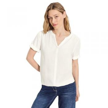Cecil Casual-Bluse – kurzärmlig – 100 % Viskose – Weiß – Größen S, M, L, XL, XXL