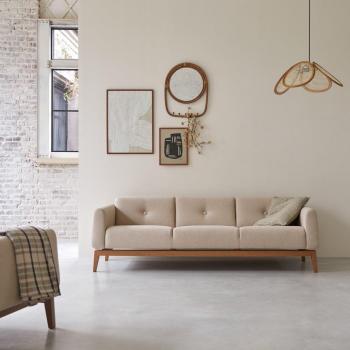 Tikamoon 3-Sitzer Sofa mit Eichenholzrahmen