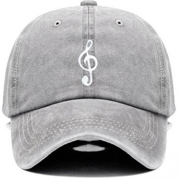 Unisex Vintage Washed Cotton Musical Note Embroidery Baseball Cap