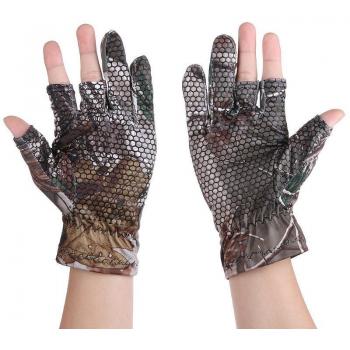 Guantes de medio dedo para pesca con gel antideslizante