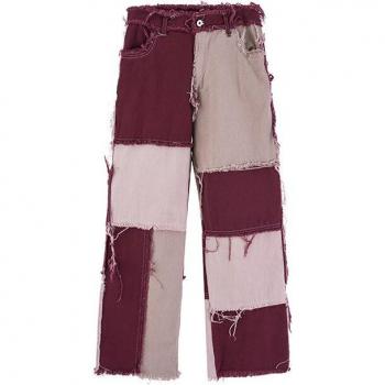 Farbenfrohe Herren Denim Hose mit Fransen