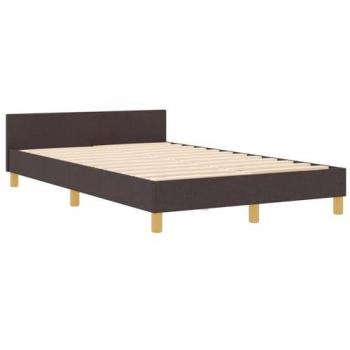 120x200cm Dark Brown Bed Frame + Headboard – Fabric – vidaXL