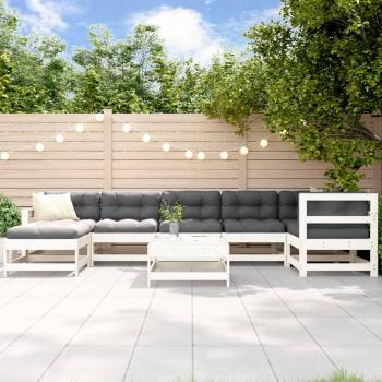 Premium White Solid Wood 8-Component Outdoor Lounge Collection