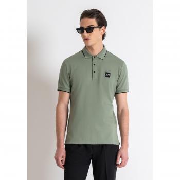 Polo Regular Fit Piqué Di Sage Green con Logotipo Merch