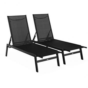 Tumbona Multiposición Sweeek Flora 155x59x106 cm (Negro)