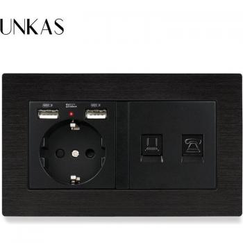 Panel UNKAS Pro: USB Dual + RJ11 + RJ45