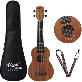 Aiersi Mahogany Soprano Ukulele 4-String Set