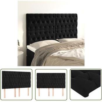 Testiera Nera in Velluto con Base in Legno – 72x7x88 cm