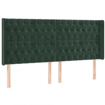 Kopfteil mit Ohren Samt Dunkelgrün 203x16x118/128 cm
