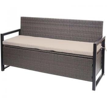Banc Polyrotin 3-Places, Couleur Gris Chiné – Rangement 215 L