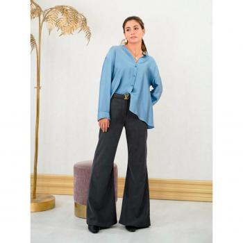 Pantalon gris en micropana raffiné