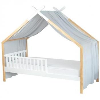 Canapé-cabane Sevira Kids gris clair 420x140 cm gaze coton