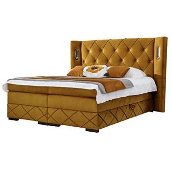 Boxspringbett mit zwei Bettkästen und Holzfüßen