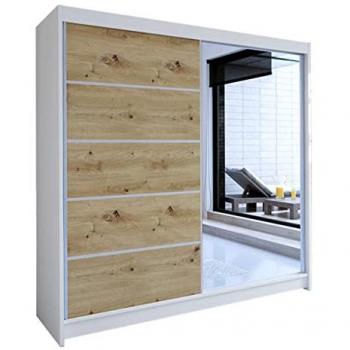 Armadio scorrevole bianco e rovere artisan
