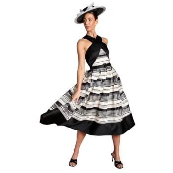 Coast Women's Lisa Tan Stripe Midi Dress – Halter Neck