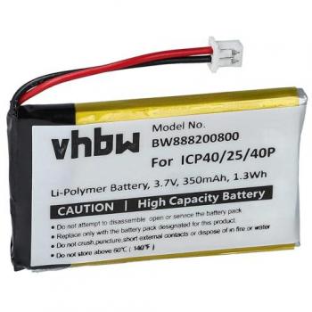 VHBW 350 mAh Li‑Polymère – Casque Audio Sena SMH‑5