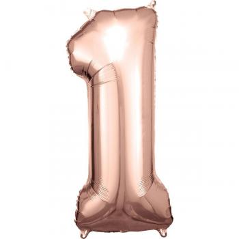 Globo Número 1 Rosa Oro 83/86cm para Decoración