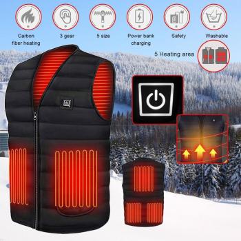 Carbon Fiber Electric Heating Vest with 5 Temperature Zones