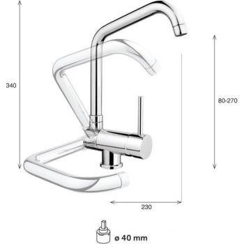 Keller Taps Miscelatore Monocomando Cucina Ribaltabile per Sottofinestra Saturno Sa70 SF