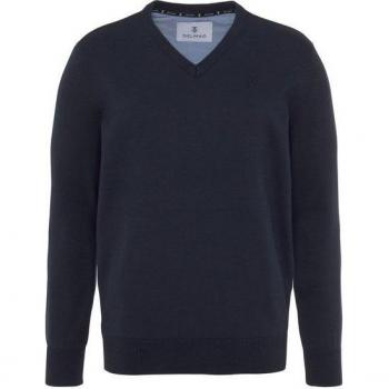 Dunkelblauer Männerpullover von DELMAO mit Logo-Stickerei