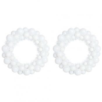 Couronnes Festives en Boules 2 Pcs Blanc 33 x 33 x 7 cm