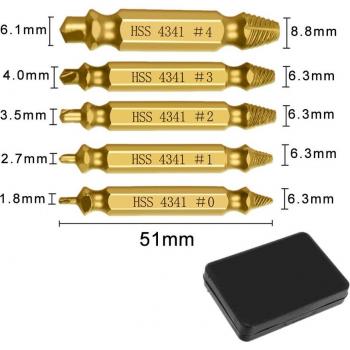 Set de herramientas para tornillos pelados y dañados con extractores, 4/5/6 unidades
