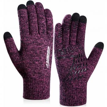 Coskefy Strickhandschuhe Herren Damen Winter Fleece Touchscreen Wolle Laufhandschuhe Sport