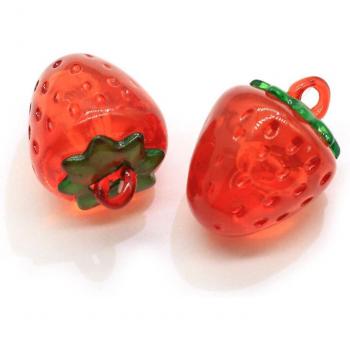 50/100 Stücke bunte 3D Harz Erdbeer Anhänger für Schmuckdesign