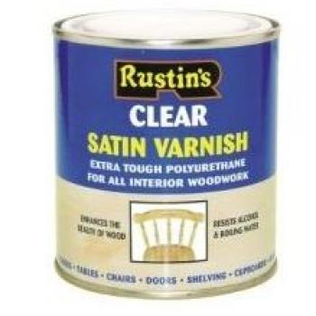 Rustins Polyurethane Clear Varnish in Gloss, Matt or Satin Finish 250ml/500ml/1L