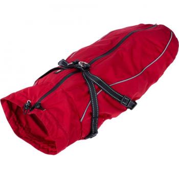 Manteau à capuche TIAKI rouge avec système Arkon – 65 cm de long