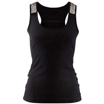 LASCANA Strandtop, mit Pailetten, Glitzertop aus Baumwolle