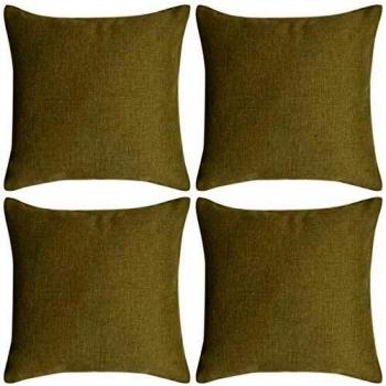 VidaXL 4 Federe per Cuscini in Simil-Lino Verde 40x40 cm