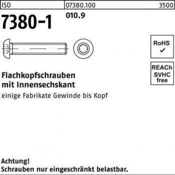 Nobrand Linsenschraube ISO 7380‑1, Stahl 10.9, M10 × 45 mm
