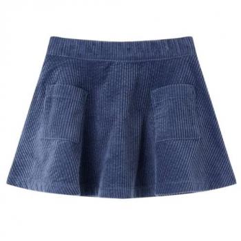 Gonna da Bambina in Velluto Blu Marino con Tasche 116