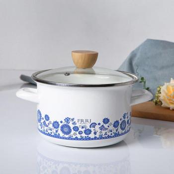 Olla para sopa de baquelita con diseño azul