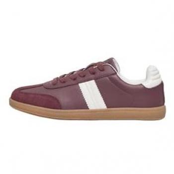 Burgundy & Cream Amber Synthetic Trainers for Women