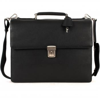 Leonhard Heyden Berlin Black Leather Briefcase for Laptops 40 cm