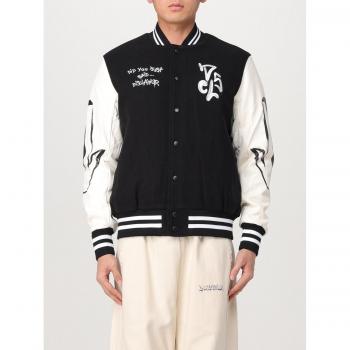 Large Black Male Disclaimer Bomber Coat