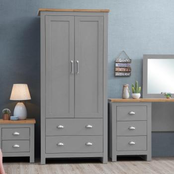 Light Grey Oak Timber Art Design 3‑Piece Bedroom Set