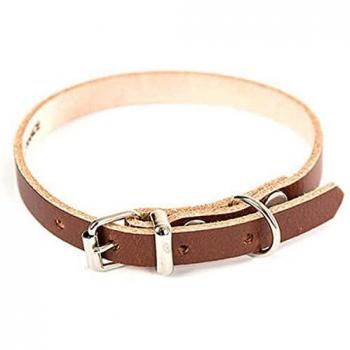 Collier en cuir marron pour chien réglable boucle nickelée haute qualité 62 cm