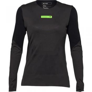 Fox Damen Radtrikot Langarm Schwarz Rawtec