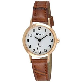Brown‑Strap Gold‑Tone Ravel Classic Wristwatch for Her